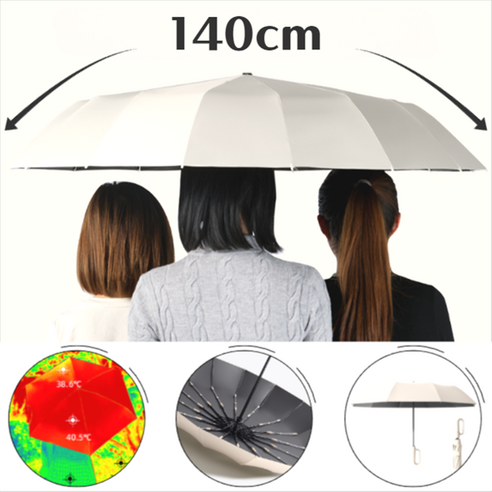 초대형 골프우산 3단자동 접이식 우양산 자외선차단, 140cm 30K 베이지, 1개