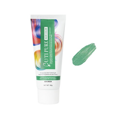 뷰티퓨어 헤어컬러트리트먼트 일회용염색 셀프염색 하루염색약 60g, 그린, 1개