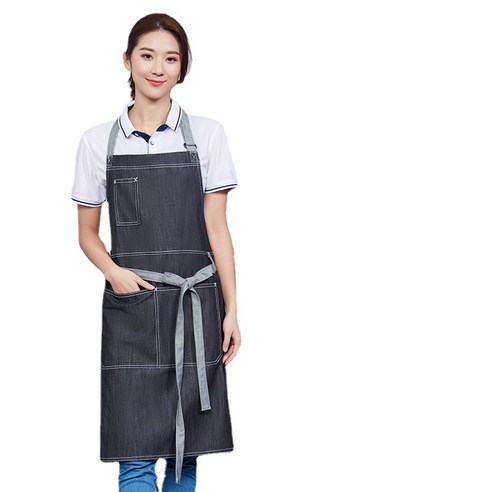 ANKRIC 방수앞치마 주방 앞치마 가정용 방모 데님 목걸이 조절 가능마디, 블랙
