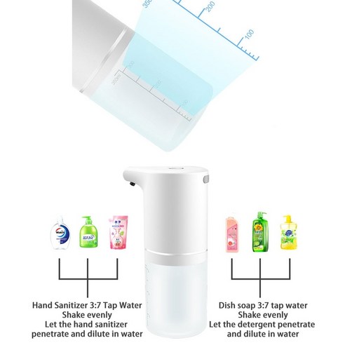 자동 거품 디스펜서 핸드워시 디스펜스 물비누통 액체 touchless usb 충전 스마트 기계 적외선 센서 손 무료 핸드 센서, 흰색 1pc를 입력하십시오, 흰색 1pc를 입력하십시오