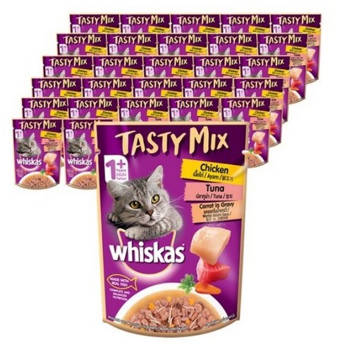 위스카스 고양이 테이스티믹스 닭고기 참치와당근 in 그레이비 습식사료, 닭, 70g, 28개