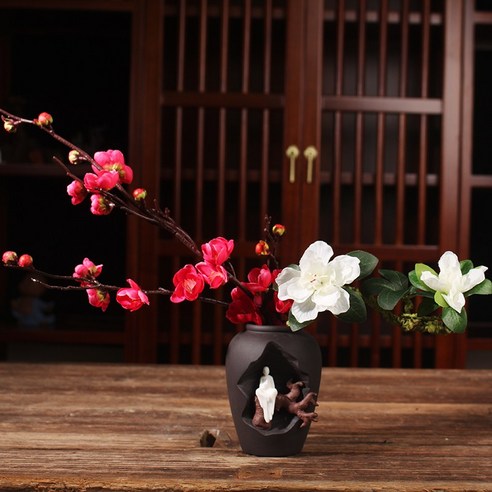 DFMEI Zisha Zen 꽃병 세라믹 수경 꽃꽂이 거실 가정 장식 티 테이블 작은 꽃꽂이 수예, DFMEI보라색모래화분