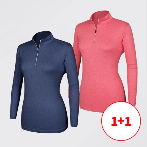 [프리티우먼] 여성 멜란지 긴팔 등산 아웃도어 티셔츠 1+1 특가!  빅사이즈 집업티 코오롱스포츠
