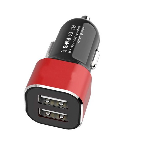 Qc30 빠른 충전 작은 사각형 자동차 휴대 전화 충전기 담배 라이터, 4.8a 베어 금속, 블랙 실버