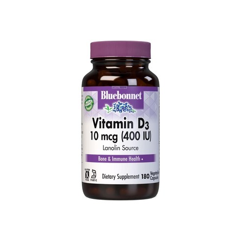 블루보넷 뉴트리션 비타민D3 10mcg 400IU 라놀린 콜레칼시페롤 180베지캡슐, 1개