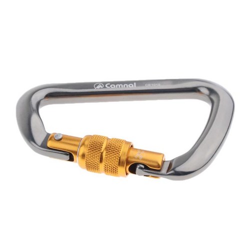 세륨을 가진 자동 잠그는 Carabiner 기계설비를 등반하는 28KN D 모양 알루미늄 암벽, 회색 나사 잠금