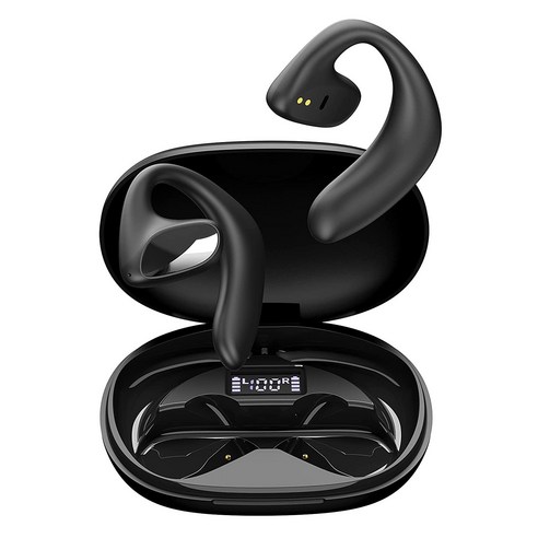 ELSECHO 귀걸이형 무선 스포츠 골전도 블루투스 이어폰, 블랙-S9