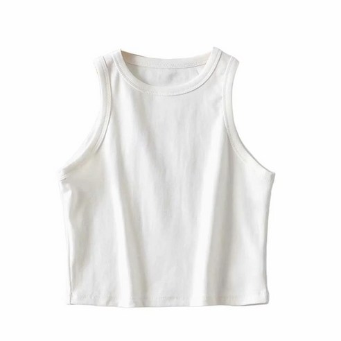 KORELAN 여름 여성복 요가 헬스 나시 민소매에 하이웨이스트 배꼽 드러나는 라운드 티셔츠