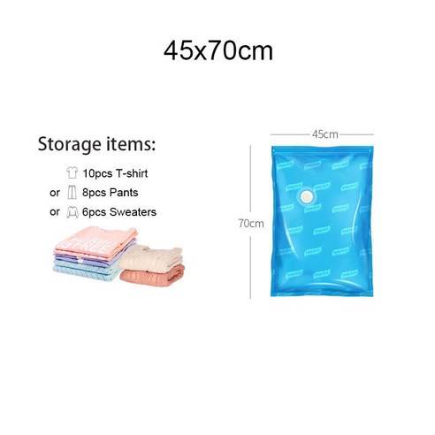 [SW] 진공 가방 보관 가방 홈 주최자 투명 테두리 접이식 옷 주최자 인감 압축 여행 절약 가방 패키지, Blue 45x70CM, 1pc