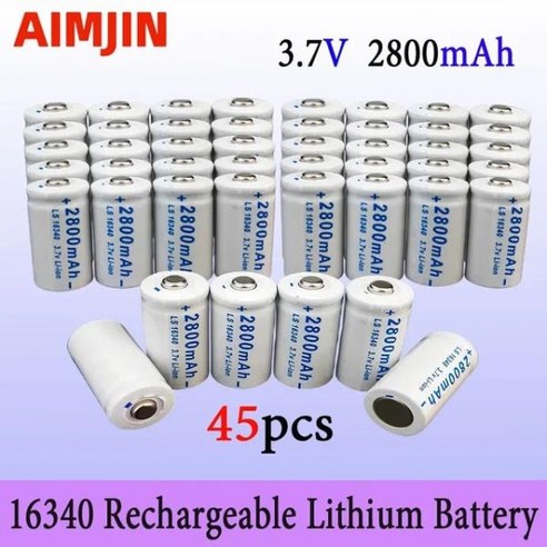 LED 손전등용 고용량 충전식 리튬 이온 16340 배터리 CR123A 2800mAh 3.7V 신제품, 02 4 pcs