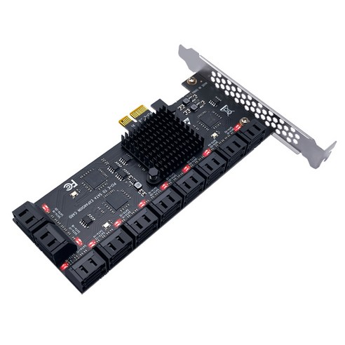 Huante 20 포트 SATA 6Gb - PCI Express 컨트롤러 확장 카드 PCIe III 변환기 PC용 PCIE 라이저 어댑터, 1set, PCIe-SATA III 변환기