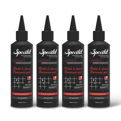 스페시핏 바르는 곰팡이 제거젤 실리콘 줄눈 욕실 화장실 창문 창틀 타일, 4개, 200ml