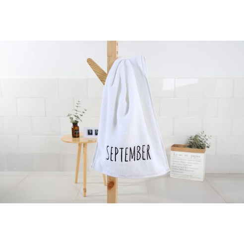 순면 목욕수건 자수 월 창의 대목욕수건박스 포장, September 흰색(9월), 140*70cm