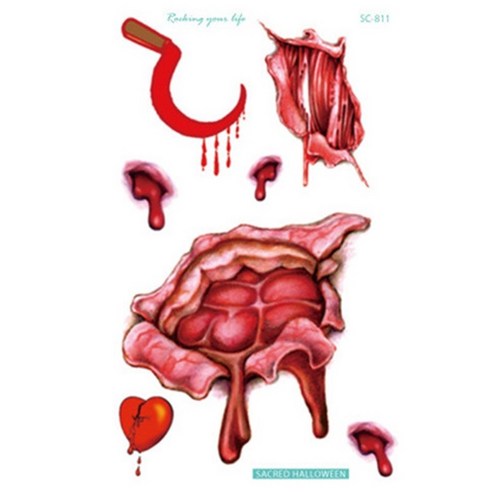 Pack_파티복닷컴 할로윈 상처 타투스티커 3장, SC811, 3개
