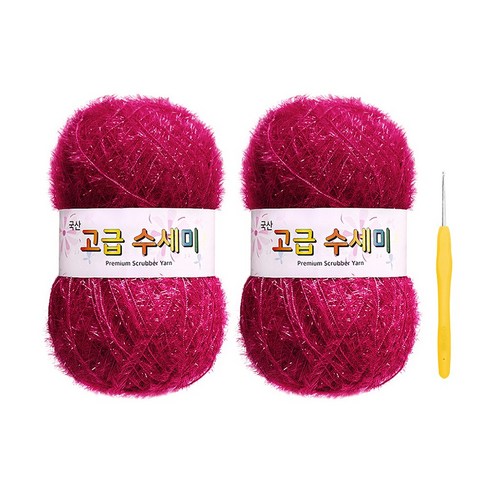울클럽 별꽃수세미 DIY 고급수세미실 80g 2볼 + 코바늘 6호 (동영상제공), 115라즈베리