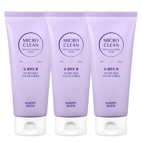 해피바스 마이크로 클린 딥 클렌징폼, 100g, 3개