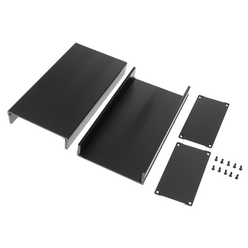 압출 알루미늄 인클로저 PCB 냉각 플랫 박스 케이스 DIY 105x55x200mm, {"사이즈":"105x55x200mm"}, {"수건소재":"알루미늄"}, 블랙