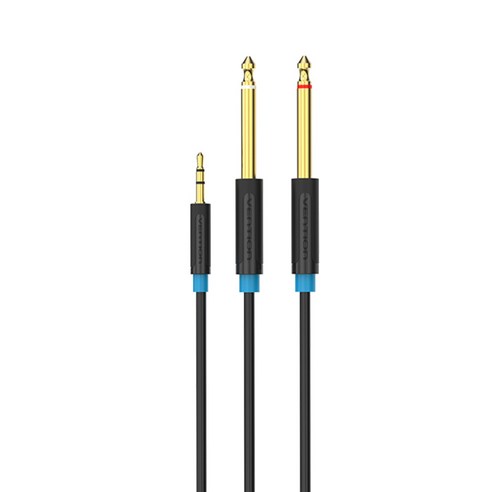 3.5mm 플러그-더블 6.5mm 어댑터 남성-남성 오디오 케이블 블랙, 1 미터, PVC