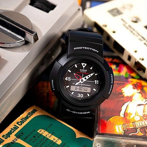 카시오 지샥 남성 블랙 아나디지 클랙식 캐주얼 손목시계