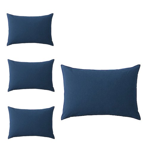 무인양품 MUJI 워싱면 베개 커버 4장 4547315068340, 다크네이비