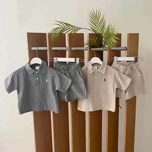 남아 초등학생 주니어 반팔반바지 카라셔츠 상하세트 하객룩 여름정장 린넨