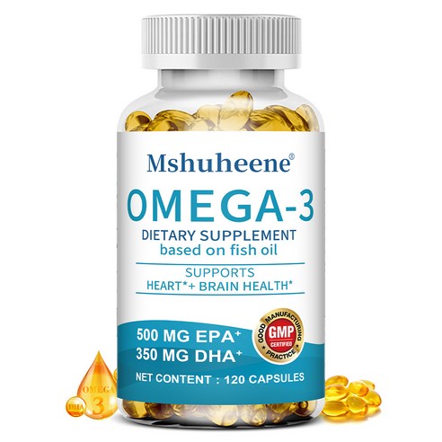 오메가-3 오메가-3 식이보충제 - EPA 500mg + DHA 350mg 함유 - 필수지방산 영양보충, 2개, 120정