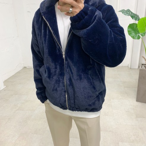 스트릿제이 누빔 밍크 후드집업