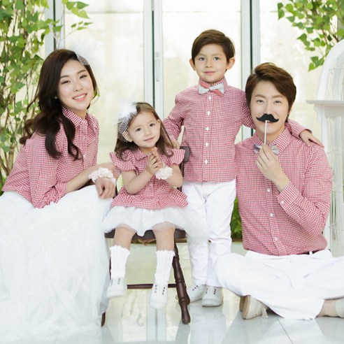 클래식한 깅엄체크로 완성하는 행복한 가족 스타일, 바론체크 셔츠 패밀리룩