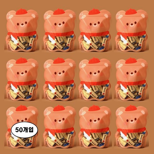 알파벳샵 어린이집 구디백 선물 포장봉투 지퍼포장, 50장, 3.곰돌이