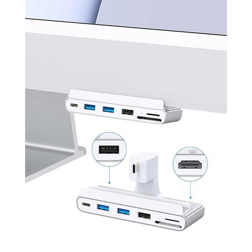 GEWOKLIY iMac 24인치용 USB c 허브 7-in-1 C 3.0 5Gbps SD/TF 카드 리더기 2021 도킹 스테이션 핫템 잇템, 8-IN-1 HDMI