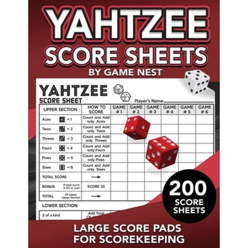Yahtzee Score Sheets: 200 Large Score Pads for Scorekeeping 8.5 x 11 Yahtzee Score Cards Paperback, Drip Digital
