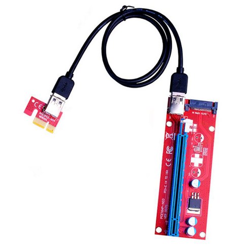 Retemporel 10개 VER007S PCI-E 라이저 카드 007S PCIE 1X - 16X 익스텐더 15Pin SATA 전원 60CM USB 3.0 케이블 BTC LTC 광부, 1