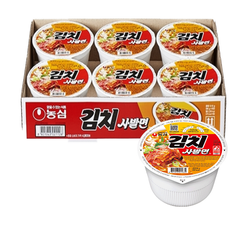   라이브잇 농심 김치 사발면 소컵 86g, 6개