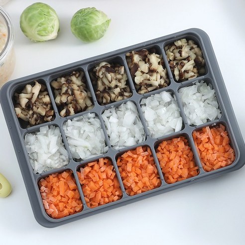 국산 실리콘 이유식 큐브 이유식보관용기 (6구/15구/24구), 08 15구-그레이