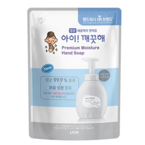 아이깨끗해 프리미엄 모이스처 핸드워시 힐링코튼 리필, 300ml, 2개