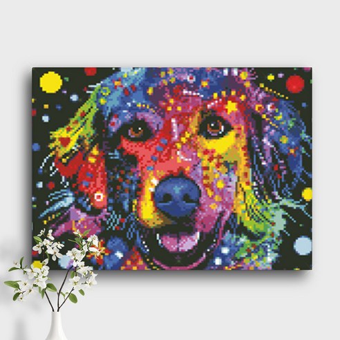 오늘의오브제 DIY 보석십자수 캔버스형 40x30cm, A3_12_COLORFUL DOG 2, 1개
