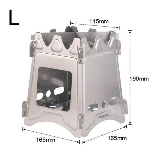 우드앤번 캠핑 나무 연소 스토브 휴대용 스테인레스 스틸 경량 고체 알코올 야외 요리 피크닉, [02] L