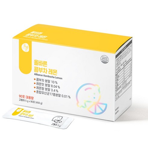 올바른 콤부차 레몬 90포 (1박스), 90개입, 1개, 5g