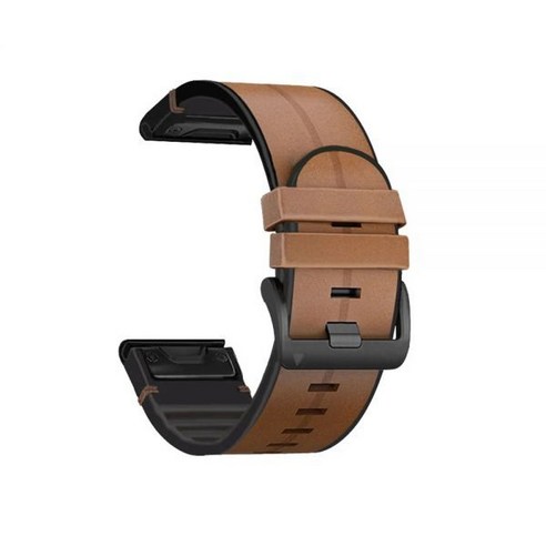 가민피닉스 퀵핏 가죽 실리콘 시계 밴드 스트랩 Garmin Fenix 6 6X Pro 7 7X Epix 5 5X Plus 교체 팔찌 벨트 26mm 22mm, Brown_22mm Width