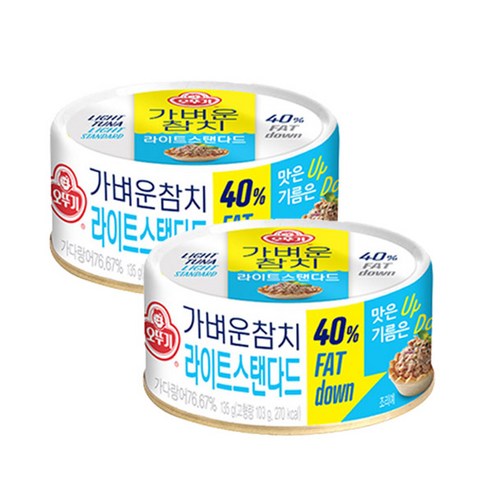 데일즈기획 오뚜기 가벼운 참치 라이트 스탠다드, 135g, 2개