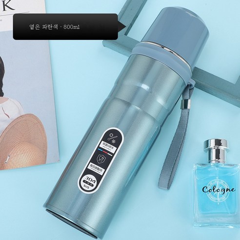 ZZJJC 대용량 304 스테인리스 텀블러 남녀 아웃도어 여행포트 1주년 선물용 컵, 800ml, 푸른 색