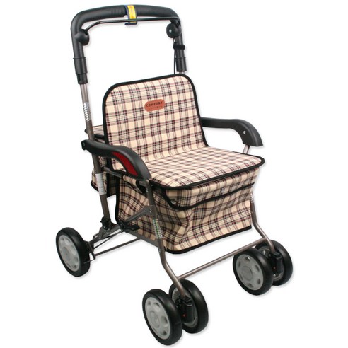 다용도 노인 보행 보조차 브라운체크: 삶의 활력을 더하는 동반자 어르신유모차