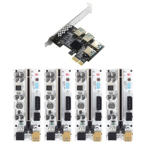 Retemporel 4개 PCI-E Express 1X - 16X 라이저 VER010-X 카드 어댑터 PCIE 1 4 슬롯 PCIe 포트 승수 BTC 광부 마이닝, 1개