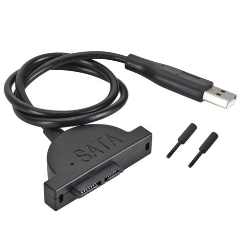 SATA to USB 2.0 SATA 케이블 휴대용 외부 변환기 슬림 케이블 어댑터 PC 노트북 속도 최대 480MB/S 빠른 연결, 45cm, 검은 색, 플라스틱