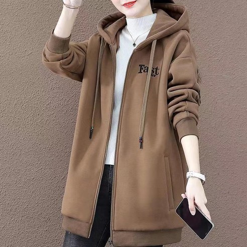 따뜻하고 편안한 겨울 필수템, JUSTFEELING 여성용 기모 후드집업 카디건 코트