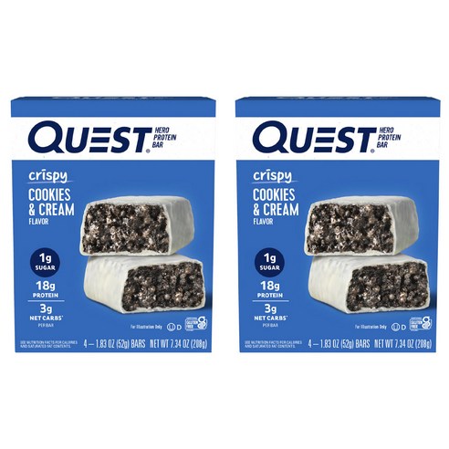 퀘스트뉴트리션 히어로 프로틴 바 크리스피 쿠키 & 크림, 8개입