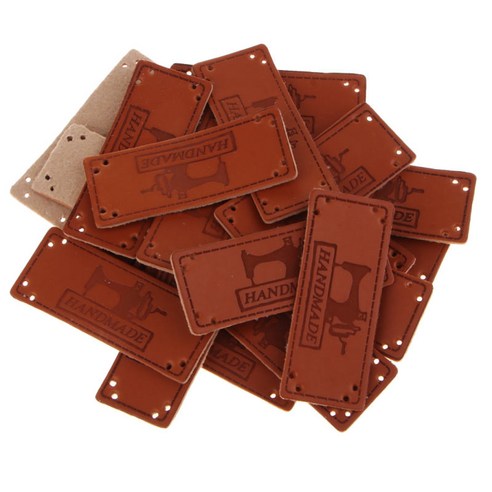 20 pcs pu 가죽 라벨 의류 손으로 만든 구멍이 있는 양각 태그 장식 니트 diy 액세서리 청바지 가방 신발 모자 –, A