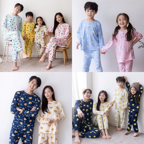 가족간의 단란한 순간을 위한 부드럽고 세련된 별별모아 주니어 아동 피치기모 잠옷