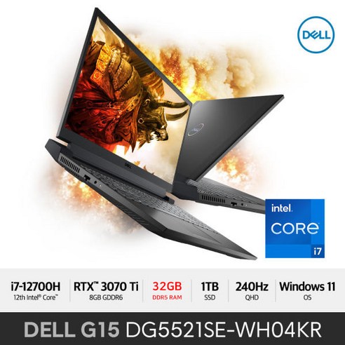 DELL G15 DG5521SE-WH04KR, WIN11 Home, 32GB, 1TB, 코어i7, 옵시디언 블랙