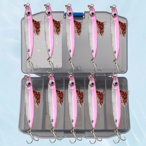 메탈지그 스팽글 루어 10마리 케이스 포함, 1세트, 10g, 핑크
